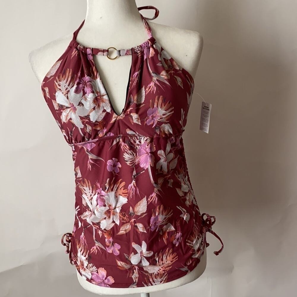 👉 Athena Floral Print Halter Tankini Top Size 10 NEW